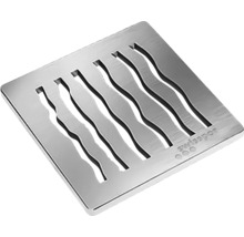 Quadratischer Bodenablauf aus Edelstahl mit wellenförmigen Schlitzen