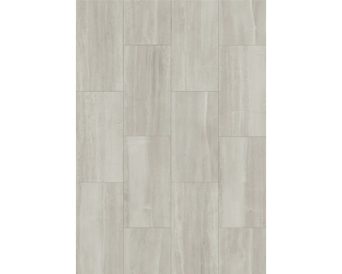 Verlegung von Bodenfliesen mit Marmoroptik.