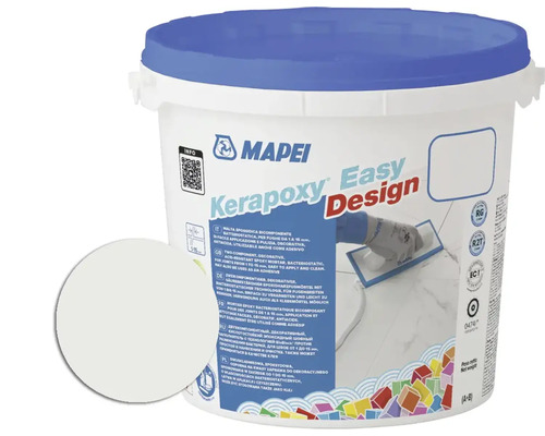 Eimer mit zweikomponentigem, dekorativem, säurebeständigem Epoxidharzmörtel von Mapei, geeignet für Fugen von 1 bis 15 Millimeter und als Klebemörtel