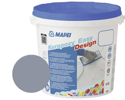 Eimer mit Mapei Kerapoxy Easy Design Epoxidharzmörtel zur dekorativen, säurebeständigen und bakteriostatischen Verfugung von Fliesen mit einer Fugenbreite von 1 bis 15 Millimeter.