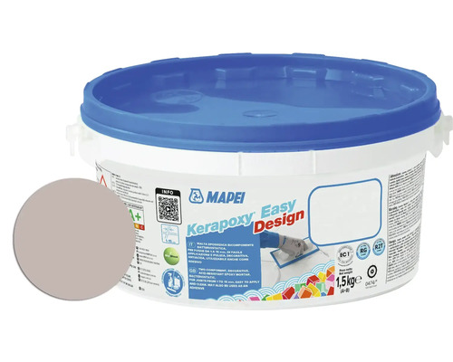 Eimer Epoxidharzmörtel zur Verwendung als Klebstoff und für Fugen von 1 bis 15 Millimeter. Mapei Logo.