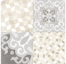 Fliesenmuster mit geometrischen und floralen Motiven