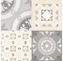 Dekorative Bodenfliese mit geometrischen und floralen Mustern