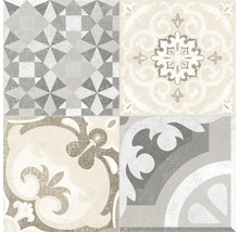 Dekorative Fliesen mit geometrischen und floralen Mustern