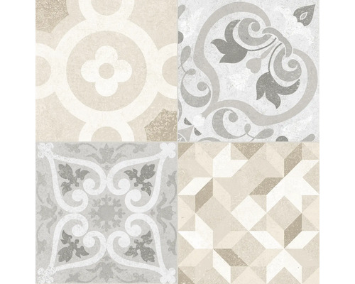 Dekorative Bodenfliesen mit unterschiedlichen Mustern