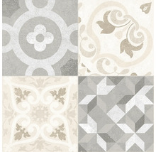 Fliesenmuster mit geometrischen und floralen Motiven