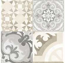 Dekorfliese mit geometrischen und floralen Mustern