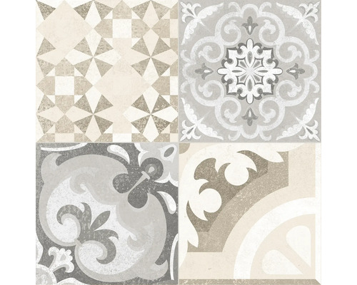 Dekorfliese mit geometrischen und floralen Mustern