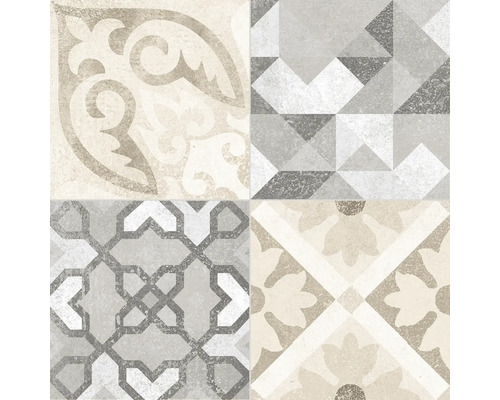 Fliesenmuster mit floralen und geometrischen Motiven