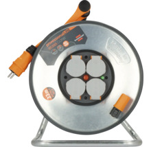 Brennstuhl Stahlblech Kabeltrommel mit 4 Steckdosen und 33 Meter Kabel