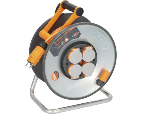 Kabeltrommel mit vier Steckdosen und Stahlkern