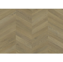 Bodenbelag in Chevron-Optik, Eiche-Dekor mit Holzmaserung.