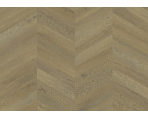 Bodenbelag in Chevron-Optik, Eiche-Dekor mit Holzmaserung.