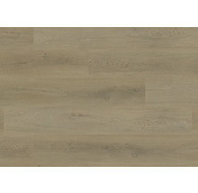Laminat oder Vinylboden mit einer natürlichen Holzmaserung in Eichenoptik und sichtbaren Astlöchern.