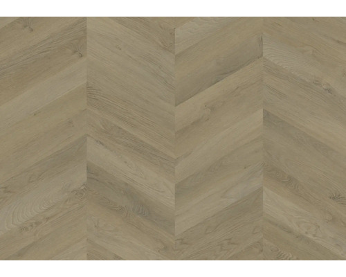 Bodenbelag in Holzoptik mit Chevron-Muster.