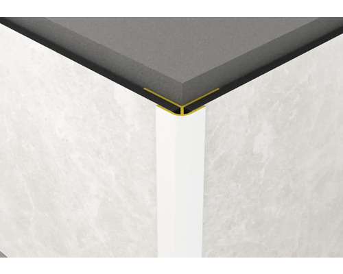 Eckansicht mit Fliesen, Fliesenschiene und Sockelleiste