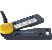 Wolfcraft Winkelschmiege mit gelbem Magnet und Klemmhebel zur Winkelmessung und Übertragung auf Kappsägen.