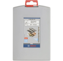 Bosch Metallbohrer-Set HSS-G, 19-teilig, Durchmesser 1 bis 10 Millimeter, langlebig, universell passend in grauer Kunststoffkassette. Bosch Logo.