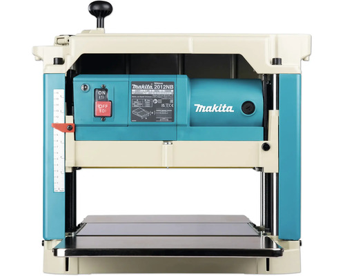 Makita Dickenhobel 2012NB mit einer Hobelbreite von 304 Millimetern und Ein- und Ausschalter.