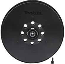 Makita Schleifteller für Exzenterschleifer mit acht Absauglöchern und Befestigungsschraube. Makita Logo.