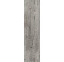 Laminatboden in grauer Holzoptik mit deutlicher Maserung und Astlöchern.