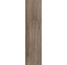 Laminatboden in Holzoptik mit markanter Maserung und Astlöchern.