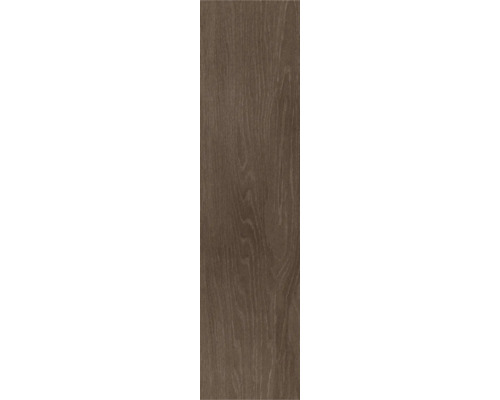 Dunkelbraune Bodenplatte in Holzoptik mit Maserung.