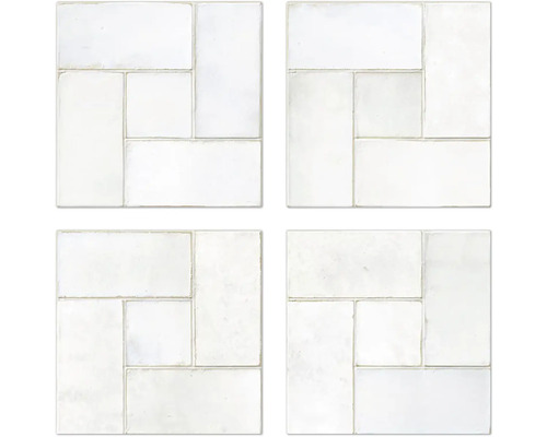 Modulares Verlegemuster für Wandfliesen und Bodenfliesen aus quadratischen und rechteckigen Formaten.