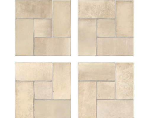 Bodenfliesen aus Naturstein in Beige mit römischem Verband für den Innen- und Außenbereich.