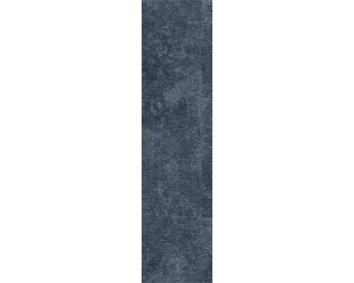 Blaue Teppichfliese mit Schlingenpol und melierter Struktur.