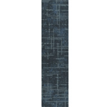 Blaue Teppichfliese mit linearem Muster und strukturierter Oberfläche.