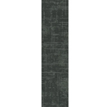 Dunkelgraue Teppichfliese mit strukturierter Schlingenoberfläche und linearem Muster.