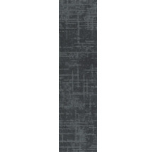 Dunkelgraue Teppichdiele mit linearem Gittermuster aus Textil für den Bodenbelag.