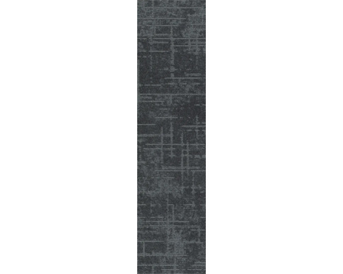 Dunkelgraue Teppichdiele mit linearem Gittermuster aus Textil für den Bodenbelag.