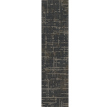 Texturierter Teppichboden mit abstraktem Gittermuster in Grau und Beige.