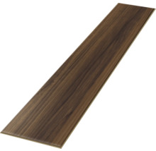 Einzelne Bodenpaneele mit dunkler Holzmaserung.