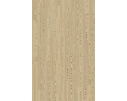 Heller Laminatboden in Holzoptik mit Maserung und Astlöchern.