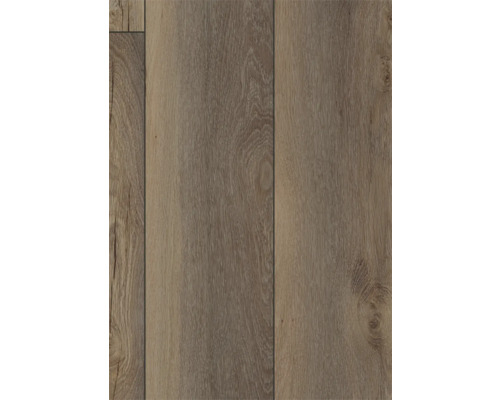 Laminat oder Vinylboden in Eichenoptik mit natürlicher Holzmaserung und Astlöchern.