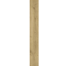 Bodenplanke in Eichenoptik mit natürlicher Holzmaserung und Astlöchern.