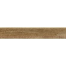 Holzdekor mit sichtbarer Maserung für Bodenbelag oder Fußleisten.