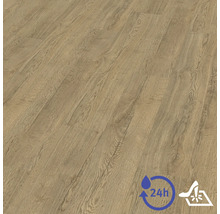 Laminatboden in Eichenoptik mit authentischer Maserung, 24 Stunden wasserresistent und strapazierfähig.