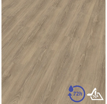 Laminatboden mit Holzstruktur, zweiundsiebzig Stunden wasserresistent und kratzfest.