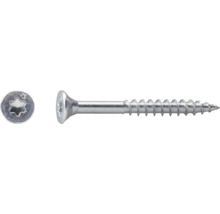 Silberne Metallschraube mit Senkkopf, Torx-Antrieb und Teilgewinde.