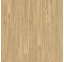 Laminatboden in Eichenoptik mit natürlicher Maserung und Längsdielen.