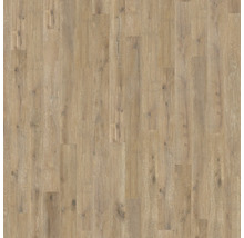 Bodenbelag in Eichenoptik mit sichtbarer Holzmaserung und Astlöchern.