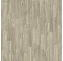 Bodenbelag in Holzoptik mit ausgeprägter Maserung und Astlöchern.