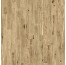 Parkettboden in Eichenoptik mit natürlicher Maserung und Astlöchern in der Draufsicht.