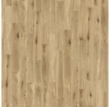 Holzbodenbelag in Eichenoptik mit natürlicher Maserung und sichtbaren Astlöchern.