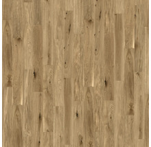 Parkettboden in Eichenoptik mit natürlicher Holzmaserung und Astlöchern.