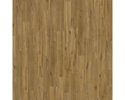 Bodenbelag aus Laminat oder Parkett mit Eichenoptik, Landhausdielen-Dekor mit Maserung und Astlöchern.